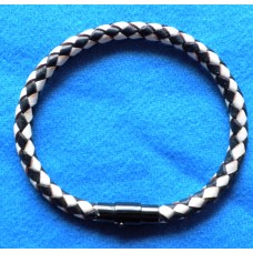 Handmade Black & White Leather Bracelet.